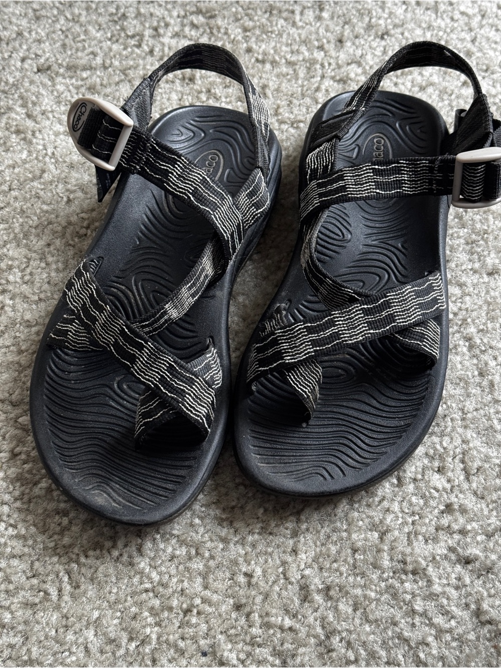 Chaco Black and White Strap Sandals
